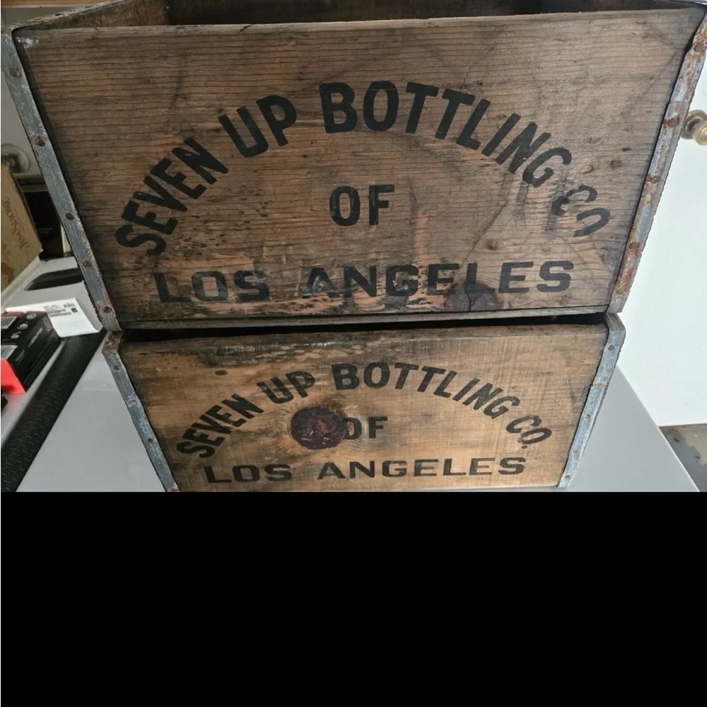 Vintage 7UP Bottling Co Of Los Angeles Wooden Crates - Set Of 2